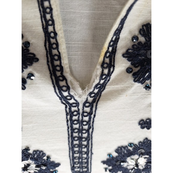 Tory Burch Embellished Embroidered Tunic Blue White Size 8 NWT - Picture 12 of 13